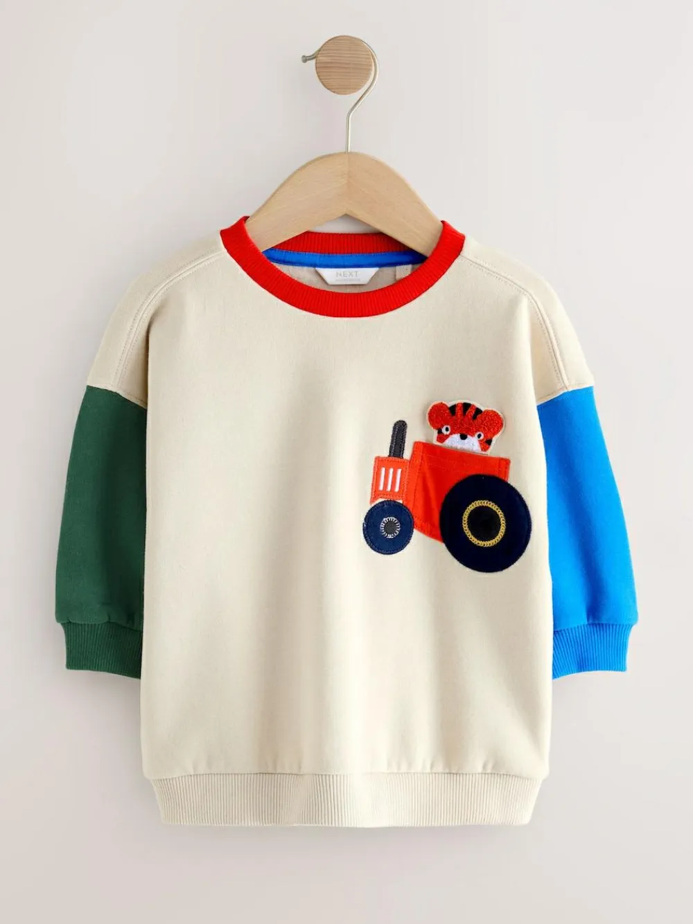 Clearance Next Ecru Colourblock All-Over Print Crew Neck Sweatshirt (3mths-7yrs)