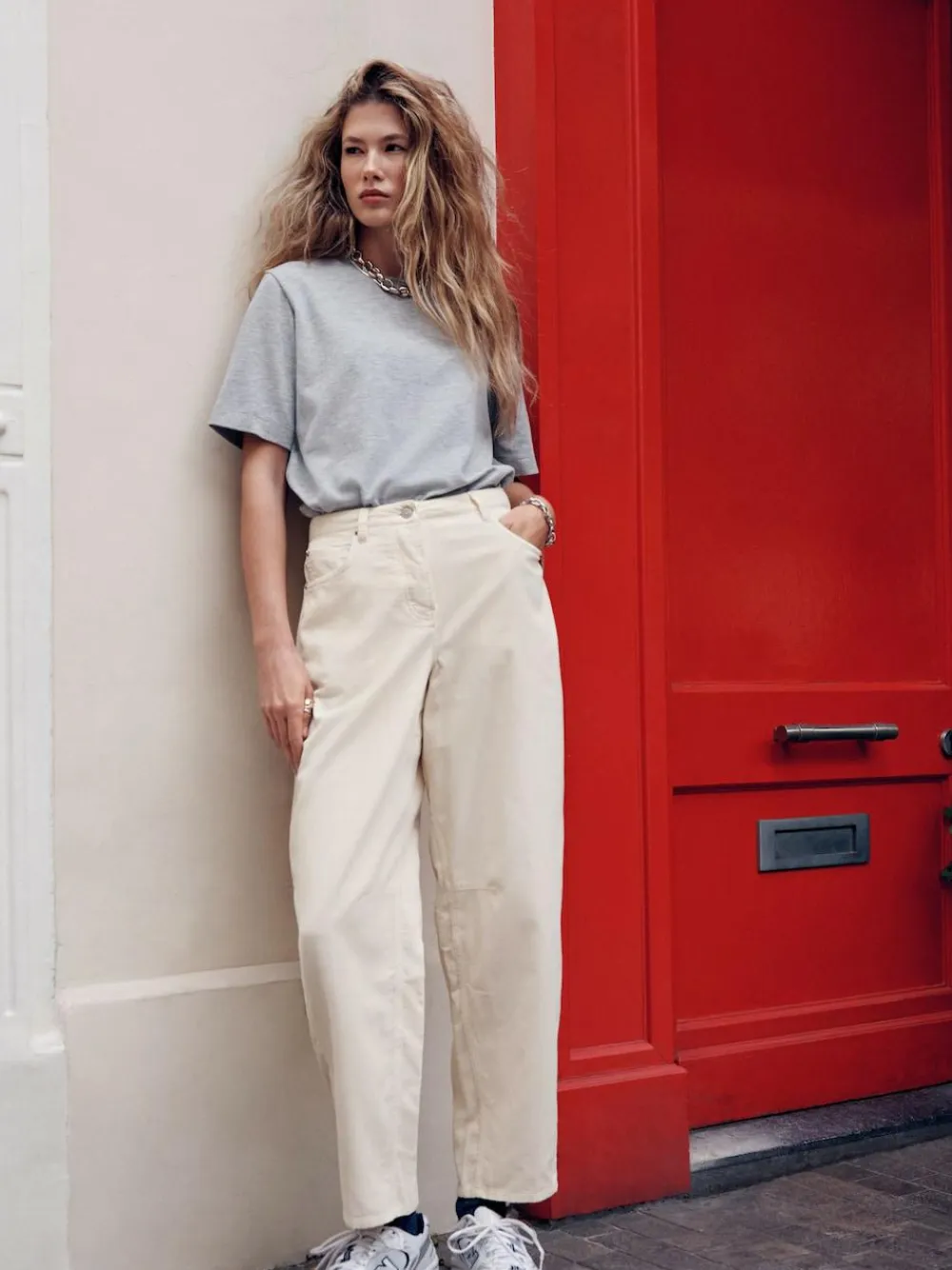 Sale Next Cord Barrel Leg Trousers Ecru