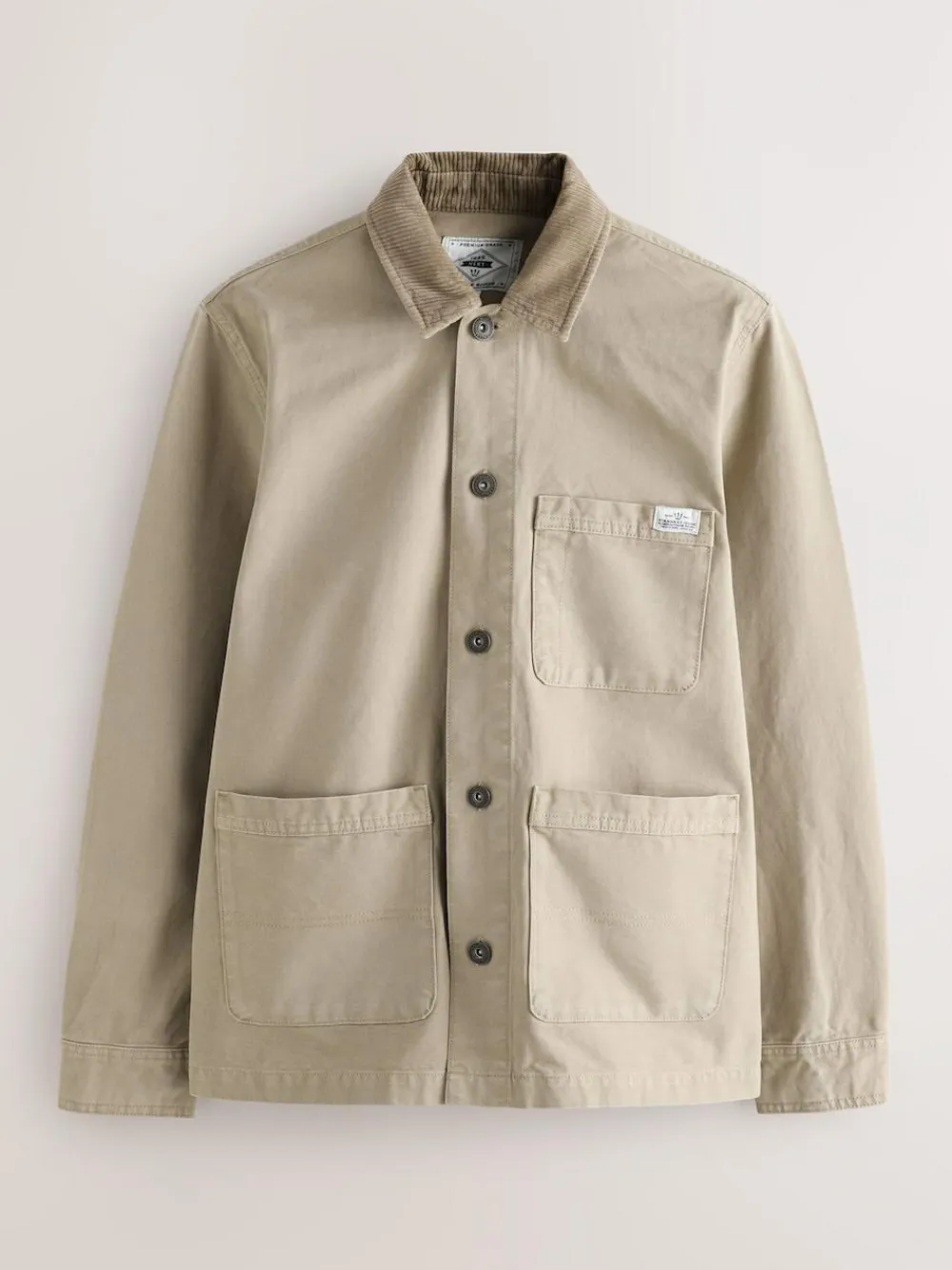 Best Next Corduroy Collar Canvas Shacket Overshirt Ecru
