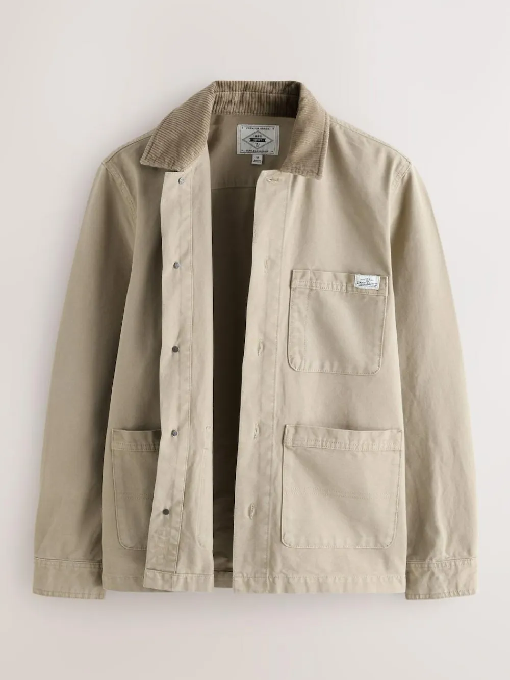 Best Next Corduroy Collar Canvas Shacket Overshirt Ecru