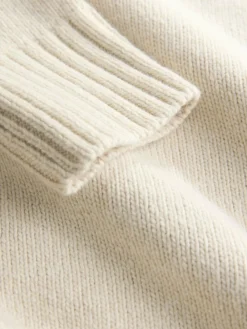 Best Next Cotton And Wool Blend Longline V-Neck Jumper Ecru