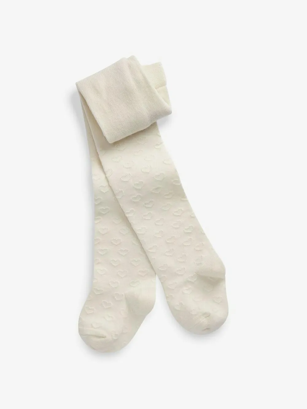 Online Next Cotton Rich Textured Heart Tights Ecru Cream