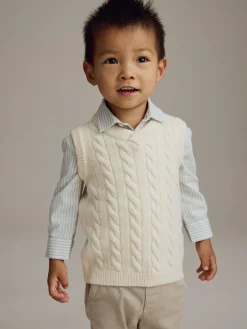 Best Next Ecru Cream Knitted Vest and Shirt Set (3mths-7yrs)