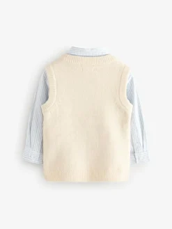 Best Next Ecru Cream Knitted Vest and Shirt Set (3mths-7yrs)