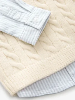 Best Next Ecru Cream Knitted Vest and Shirt Set (3mths-7yrs)