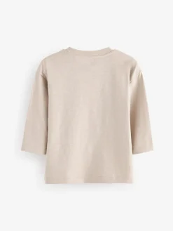 Next Ecru Cream Long Sleeves Semi Plain T-Shirt (3mths-7yrs)^BOY T-Shirts