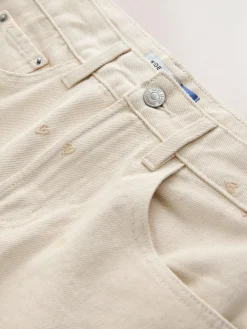 Online Next Ecru Embroidered Heart Wide Leg Jeans