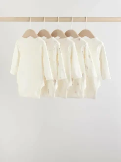 Hot Next Ecru Fairy Mouse 5 Pack Long Sleeve Baby Bodysuits