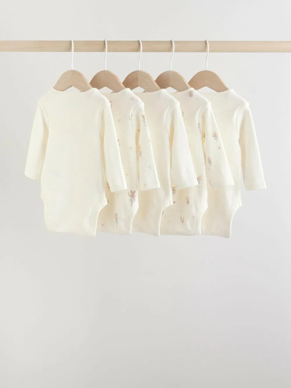 Hot Next Ecru Fairy Mouse 5 Pack Long Sleeve Baby Bodysuits