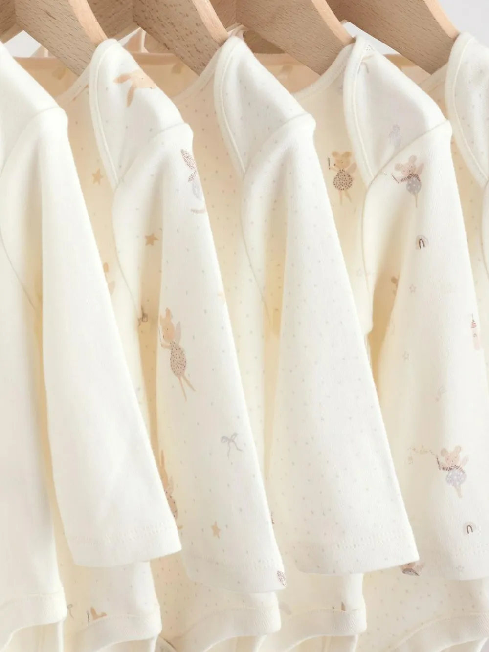 Hot Next Ecru Fairy Mouse 5 Pack Long Sleeve Baby Bodysuits