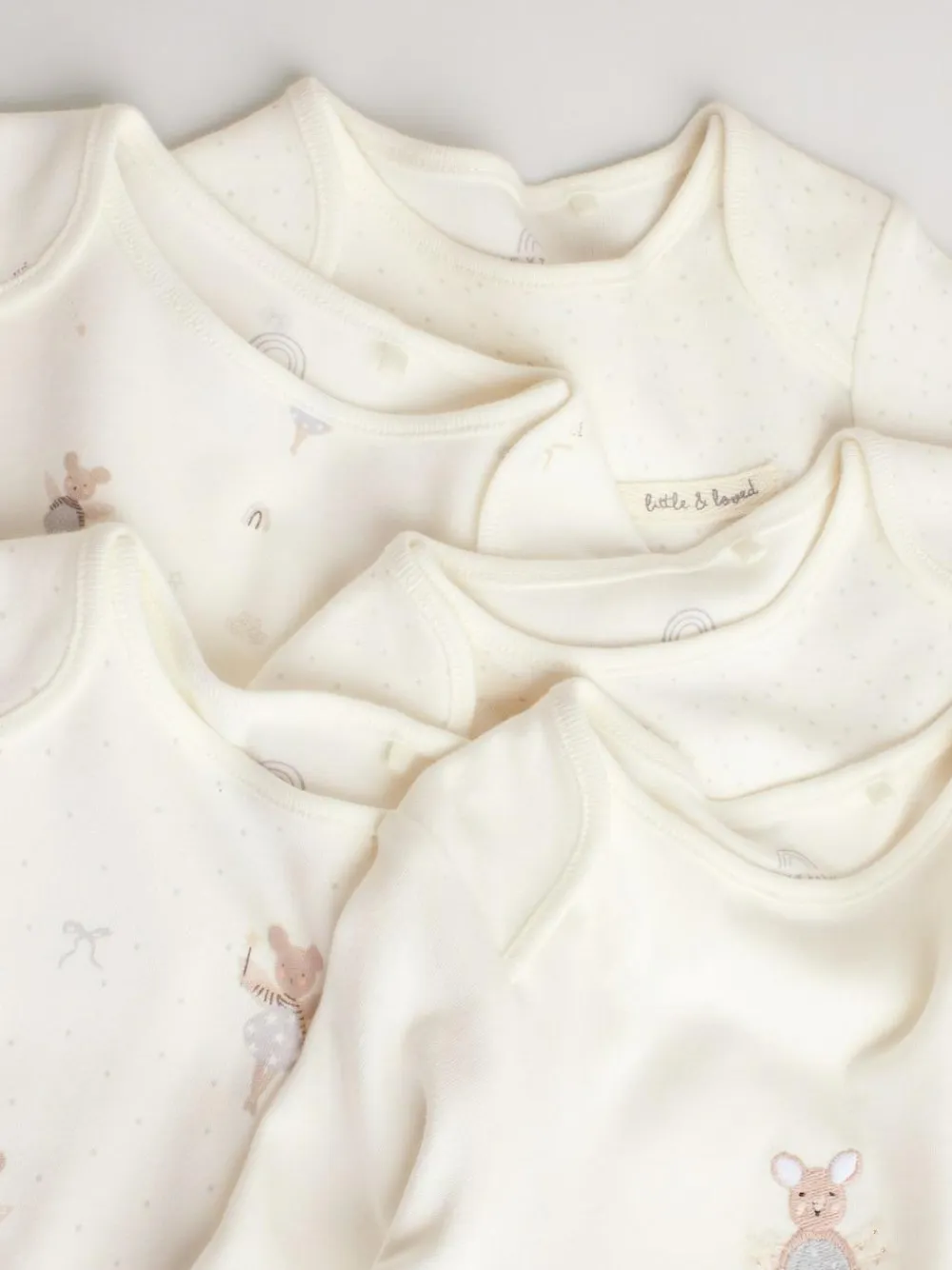 Hot Next Ecru Fairy Mouse 5 Pack Long Sleeve Baby Bodysuits