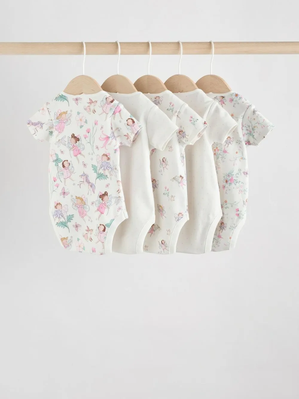 Next Ecru Fairy Short Sleeve Bodysuits 5 Pack^ Multipacks|Bodysuits & Vests