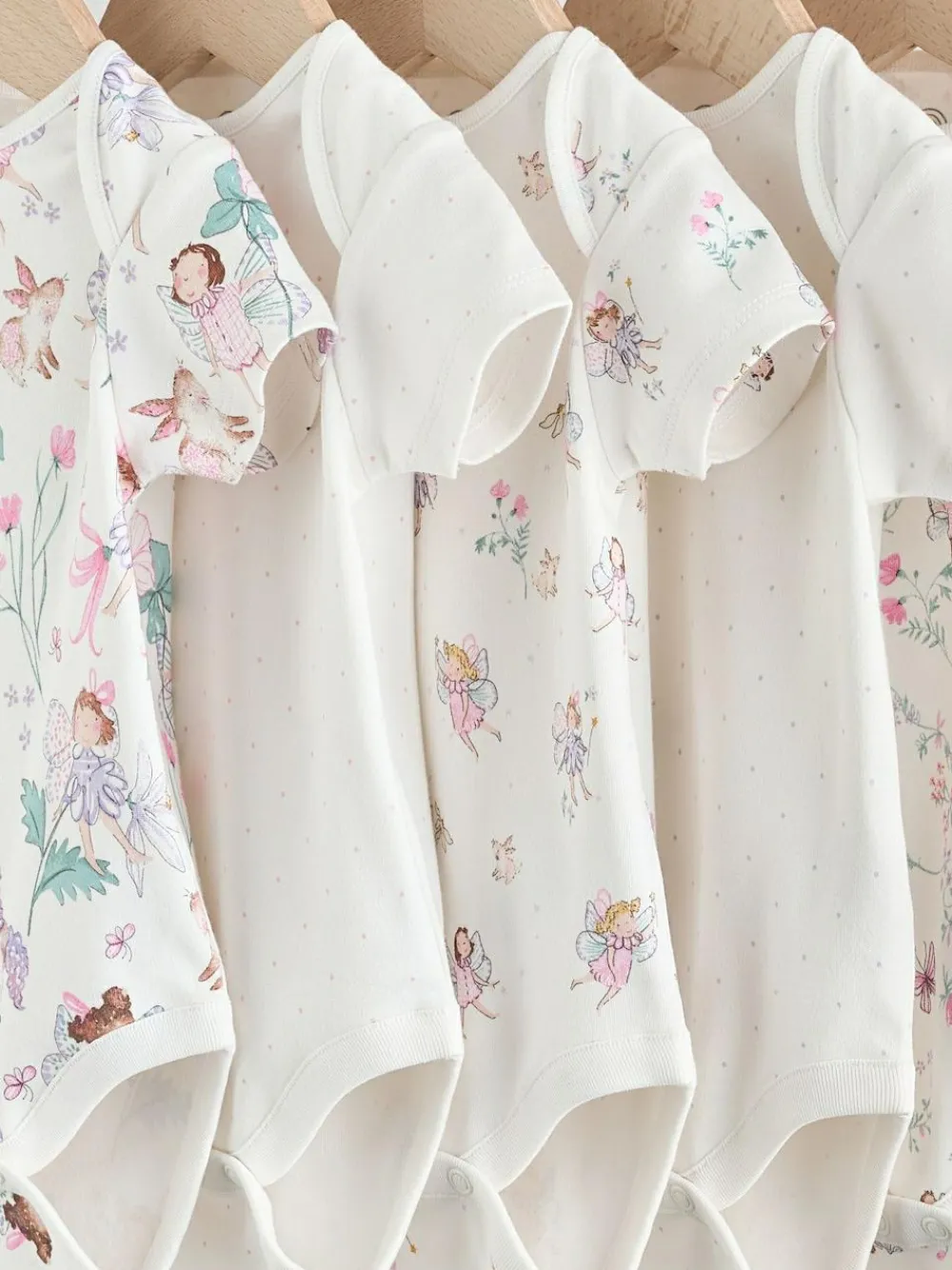 Next Ecru Fairy Short Sleeve Bodysuits 5 Pack^ Multipacks|Bodysuits & Vests