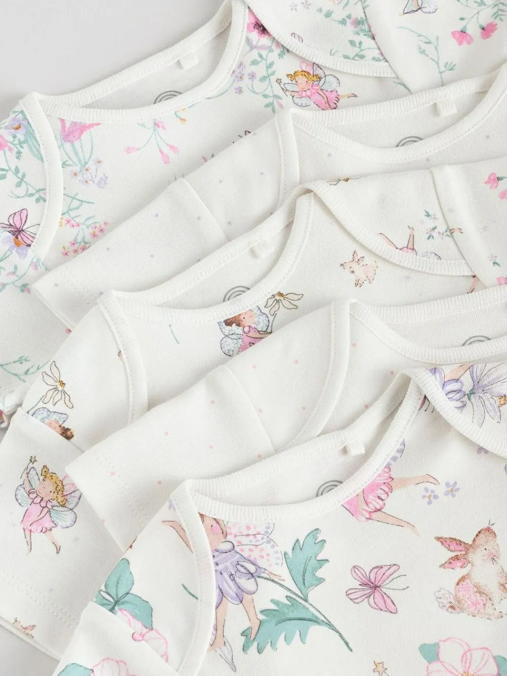 Next Ecru Fairy Short Sleeve Bodysuits 5 Pack^ Multipacks|Bodysuits & Vests