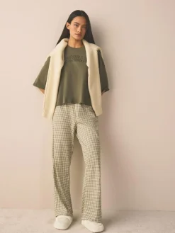 Next Ecru Faux Fur Heart Footbed Slippers^Women All Night & Lounge|Slippers