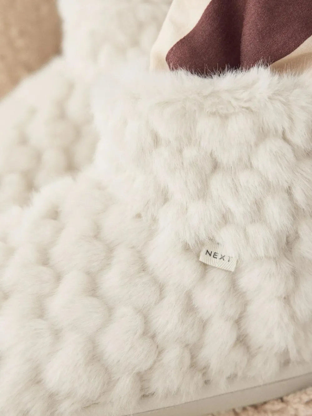 Next Faux Fur Heart Slipper Boots Ecru