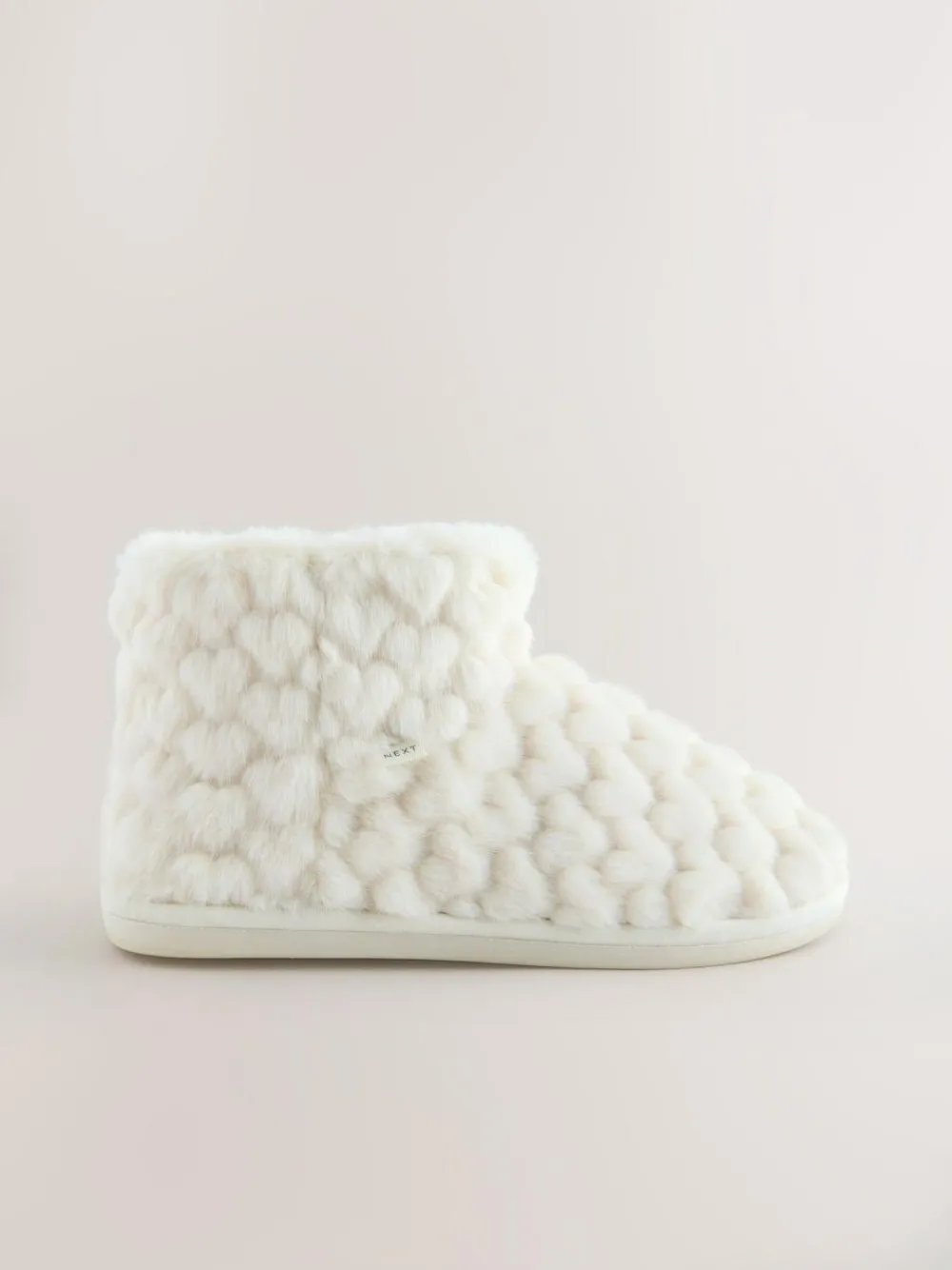 Next Faux Fur Heart Slipper Boots Ecru