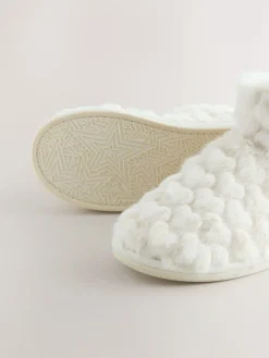 Next Faux Fur Heart Slipper Boots Ecru