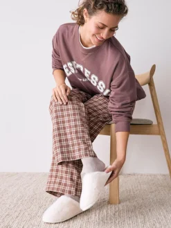 Next Faux Fur Mule Slippers^Women Slippers|All Night & Lounge