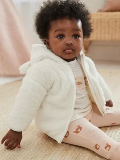 Next Fleece Baby Hooded Jacket (0mths-2yrs) Ecru