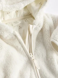 Next Fleece Baby Hooded Jacket (0mths-2yrs) Ecru
