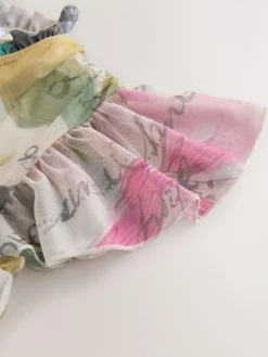 Next Pleated Mesh Print V-Neck Occasion Maxi Dress^Women Occasion Dresses|Maxi Dresses