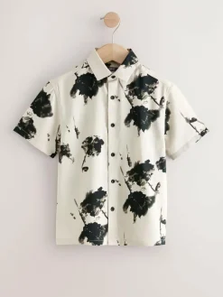 Next Ecru Floral Short Sleeve Printed Shirt (3-16yrs)^BOY Shirts