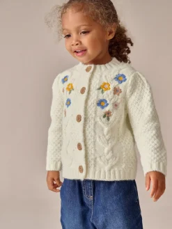 Discount Next Ecru Flower Embroidered Cardigan (3mths-10yrs)