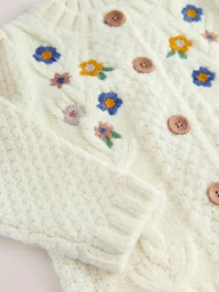 Discount Next Ecru Flower Embroidered Cardigan (3mths-10yrs)