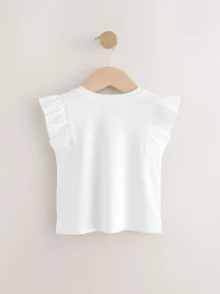 Next Frill Shoulder Ribbed Vest (3mths-7yrs) Ecru