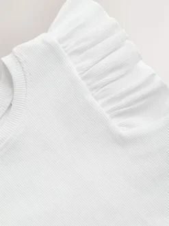 Next Frill Shoulder Ribbed Vest (3mths-7yrs) Ecru