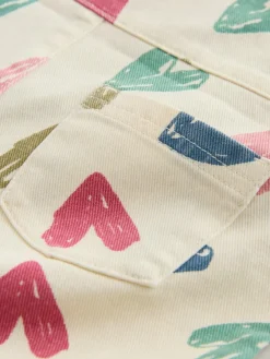 Clearance Next Ecru Heart Print Dungarees and T-Shirt Set (3mths-7yrs)
