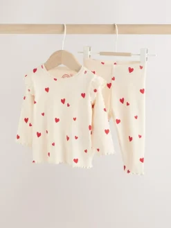 Next Baby Top and Leggings 2 Piece Set (0mths-2yrs) Ecru Hearts