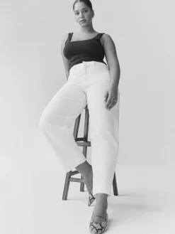 Next Ecru Hourglass Wide Leg Barrel Denim Jeans^Women Jeans|Jeans