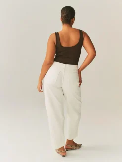 Next Ecru Hourglass Wide Leg Barrel Denim Jeans^Women Jeans|Jeans