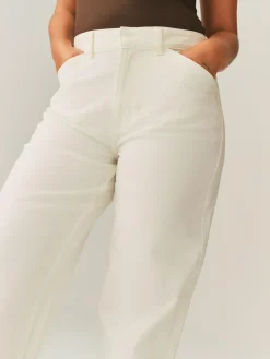 Next Ecru Hourglass Wide Leg Barrel Denim Jeans^Women Jeans|Jeans