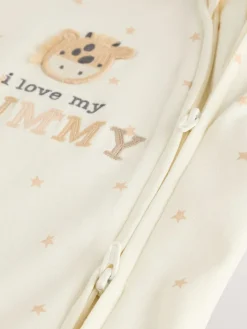 New Next Two Way Zip Baby Sleepsuit (0-18mths) Ecru I Love My Mummy