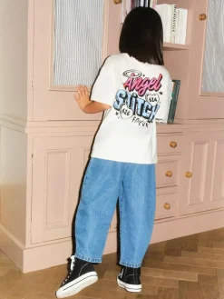 New Next Lilo & Stitch Oversized Graphic T-Shirt (3-16yrs) Ecru