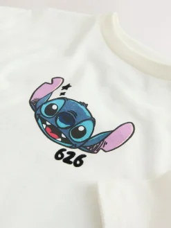 New Next Lilo & Stitch Oversized Graphic T-Shirt (3-16yrs) Ecru
