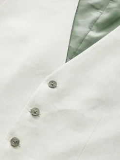 Next Ecru Linen Blend Texture Suit Waistcoat^ Vests