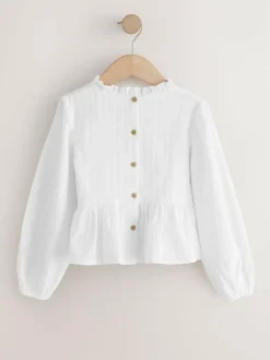 Online Next Long Sleeve Ruffle Blouse (3-16yrs) Ecru