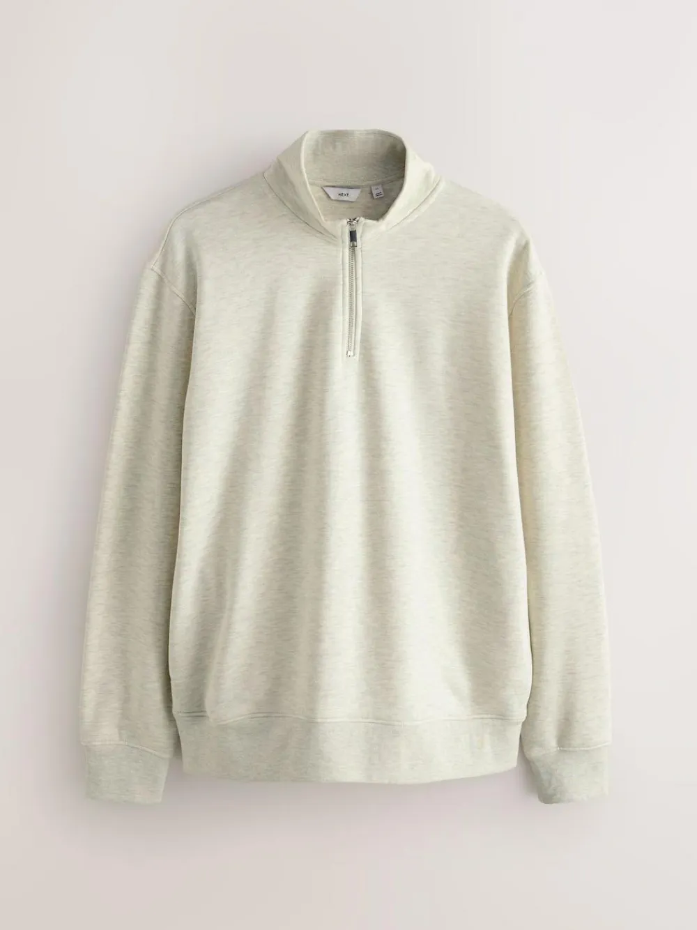 Sale Next Ecru Marl Quarter Zip Cotton Rich Jersey Sweatshirt