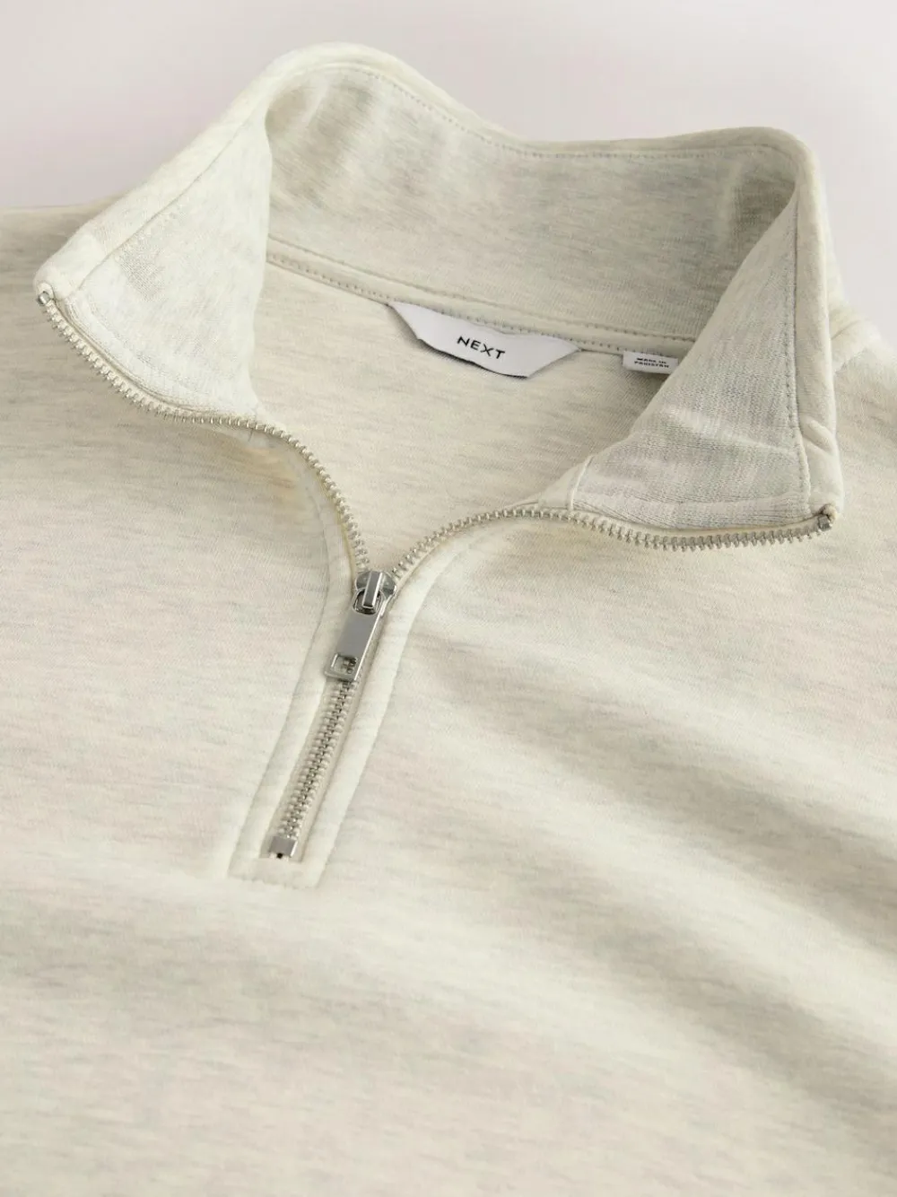 Sale Next Ecru Marl Quarter Zip Cotton Rich Jersey Sweatshirt
