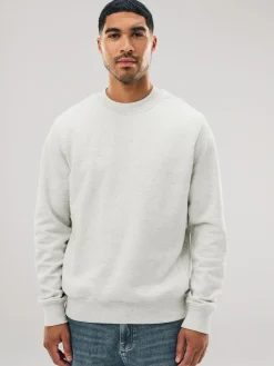 Next Ecru Marl Regular Fit Heavyweight Cotton Rich Crew Neck Sweatshirt^ Nightwear|Sweatshirts & Hoodies