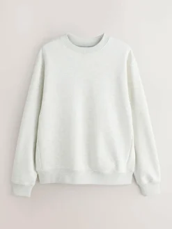 Next Ecru Marl Regular Fit Heavyweight Cotton Rich Crew Neck Sweatshirt^ Nightwear|Sweatshirts & Hoodies