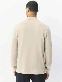 Best Next Ecru Oatmeal Regular Fit Long Sleeve Pique Polo Shirt