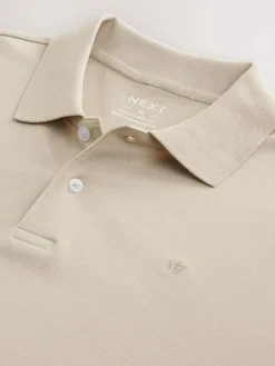 Best Next Ecru Oatmeal Regular Fit Long Sleeve Pique Polo Shirt