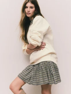 Online Next Relaxed Fit Heavyweight Longline Crew Neck Sweatshirt Ecru Off White