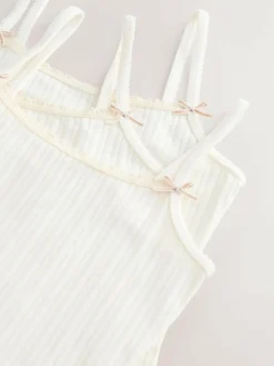 Outlet Next Strappy Textured Cami Vests 3 Pack (1.5-16yrs) Ecru pink stripe