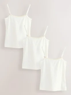 Outlet Next Strappy Textured Cami Vests 3 Pack (1.5-16yrs) Ecru pink stripe